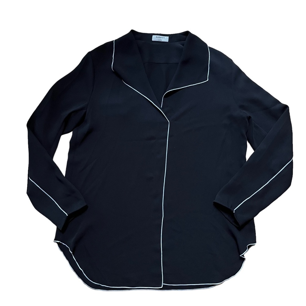 Babaton Black Long Sleeve Blouse V-neck Size Large